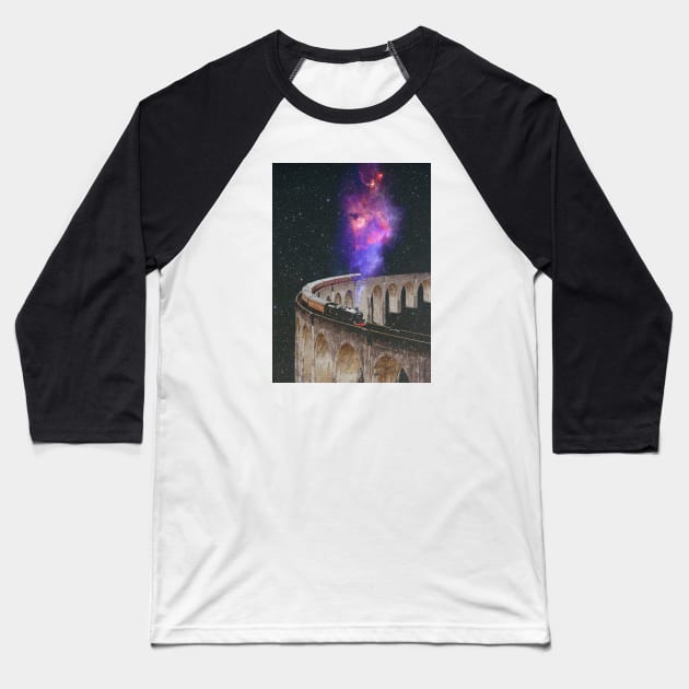 Galactic Railway Baseball T-Shirt by DreamCollage